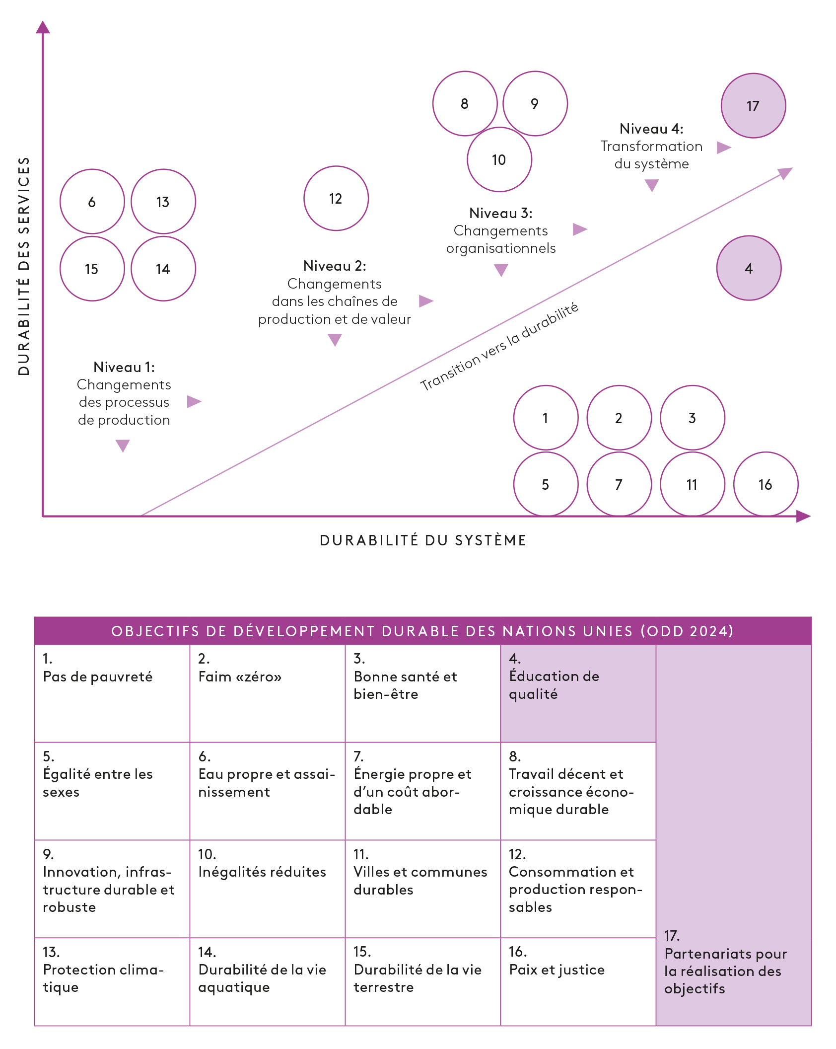 Illustration: La formation (continue ou non) comme partenaire du système pour le développement durable, sur la base du modèle CapSEM (Fet et al., 2023; Fet & Knudson, 2021); représentation adaptée.